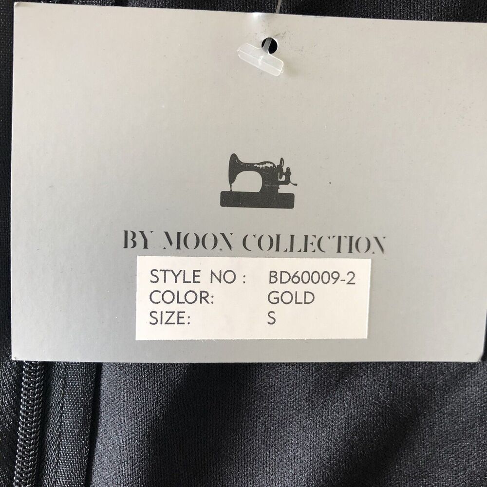 New THE MOON COLLECTION Black Gold Cut Out Mini Dress Size Small Chevron Party - Picture 9 of 12